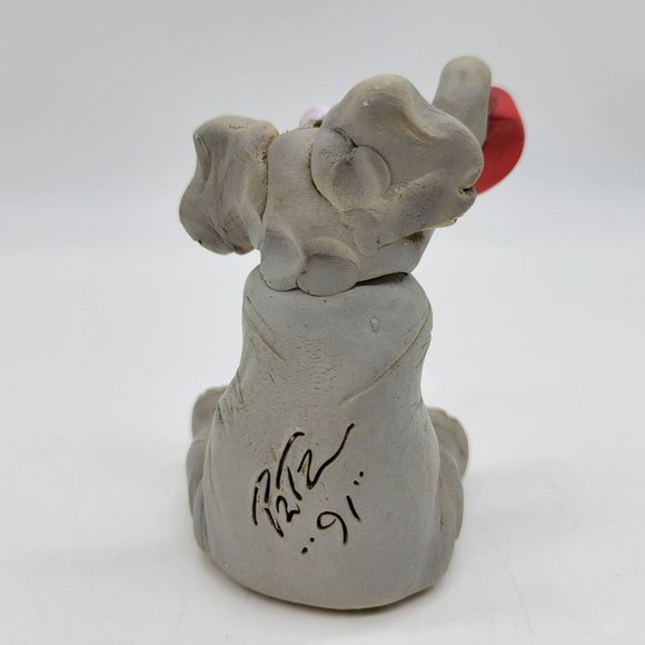 Cute Elephant "Let's Eat" Hungry Meal Time Figurine Artist Signed Modeled Clay - Picture 5 of 8